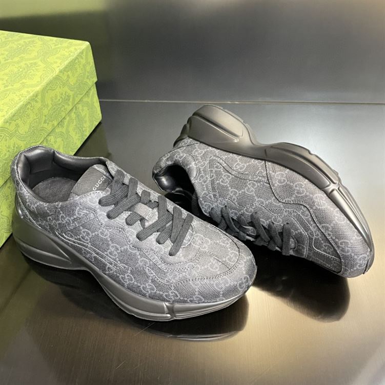 GUCCI BLACK RHYTHON MONOGRAM-PRINT CANVAS LOW-TOP SNEAKERS – GCC102