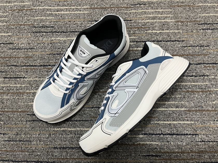 DIOR B30 SNEAKER LIGHT BLUE MESH AND BLUE GRAY AND WHITE TECHNICAL FABRIC – DO110