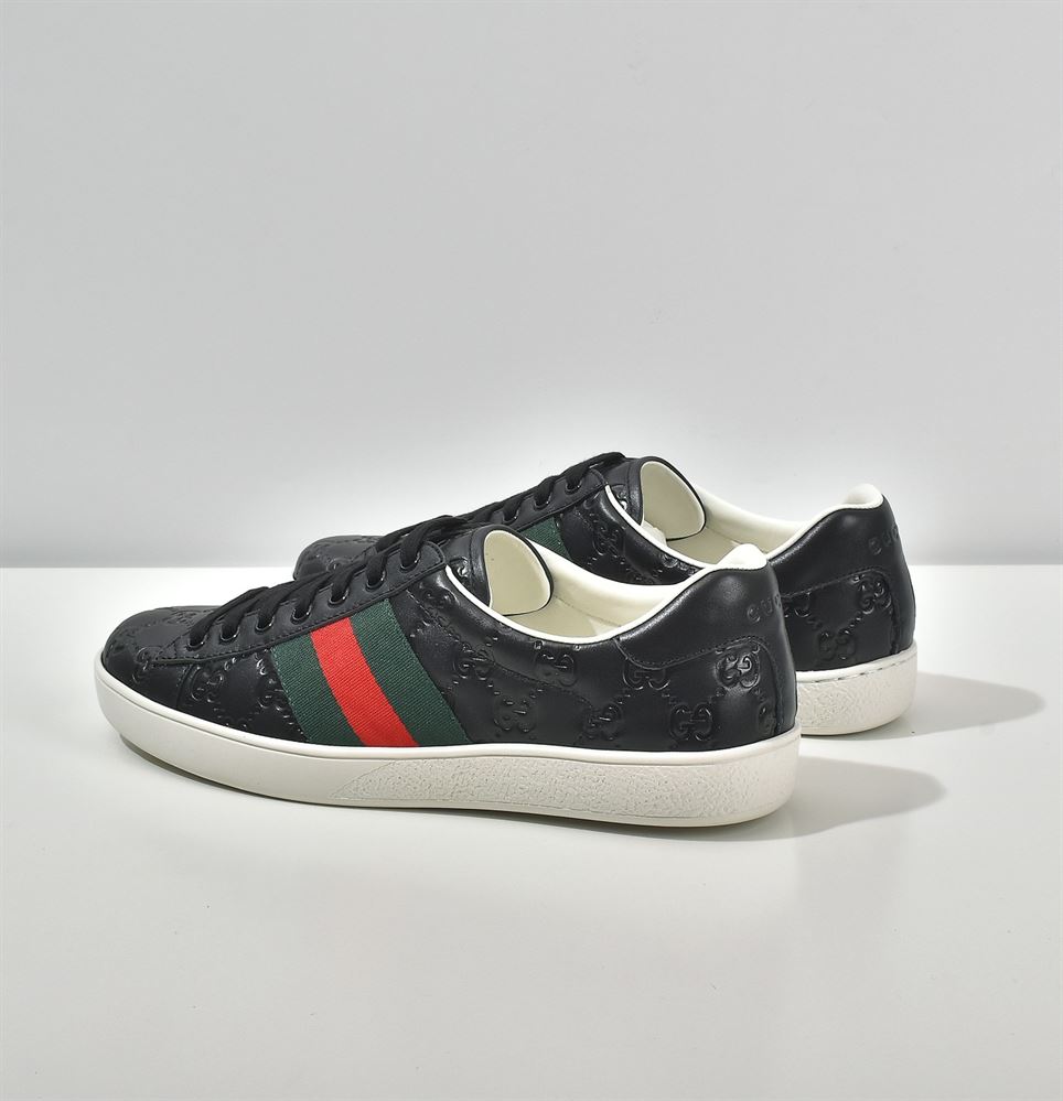 GUCCI ACE SIGNATURE SNEAKER BLACK – GCC028