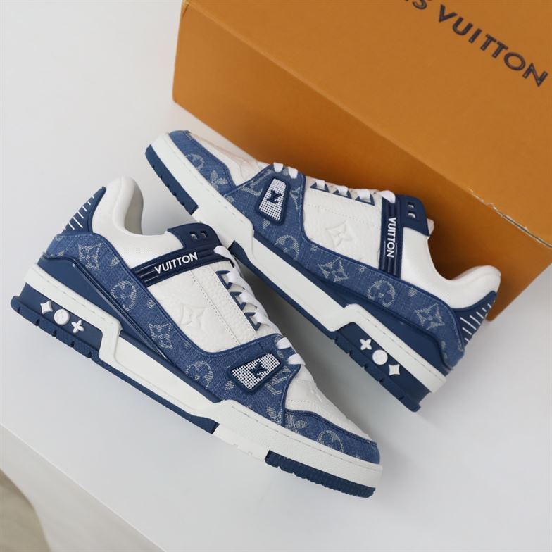 LOUIS VUITTON TRAINER MONOGRAM DENIM WHITE BLUE – LVS006