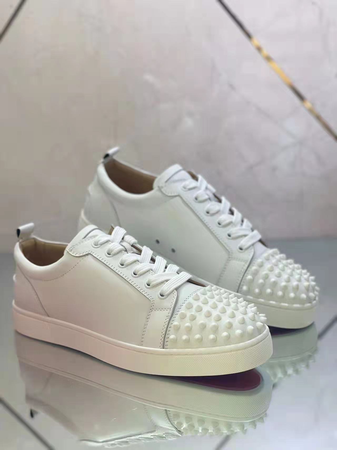 Christian Louboutin Louis Junior Spikes White