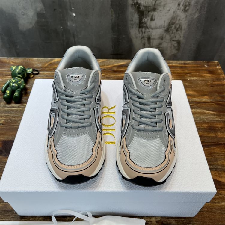 DIOR B30 SNEAKER GRAY MESH AND LIGHT PINK AND GRAY TECHNICAL FABRIC – DO058