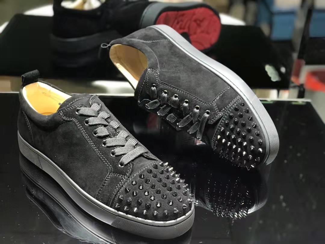 Christian Louboutin Louis Junior Spikes Sneakers Suede calf and spikes Black
