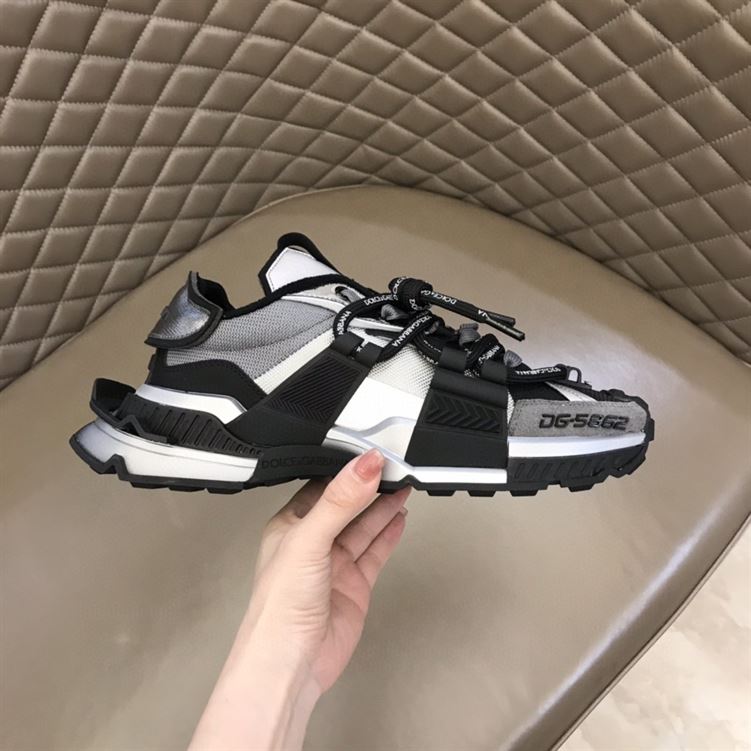 DOLCE & GABBANA SPACE LOW-TOP SNEAKERS IN BLACK AND GREY – DG013