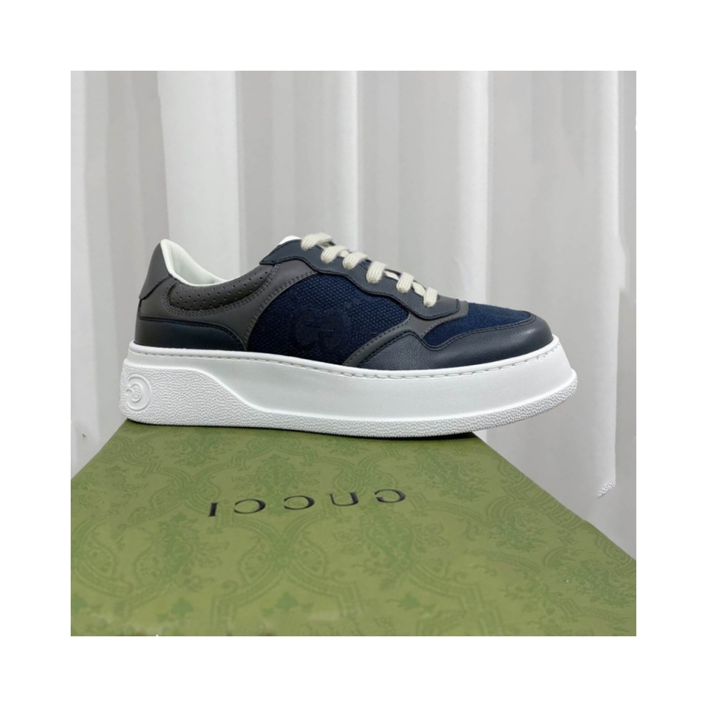 Gucci Chunky Lace Embossed Grey Blue Sneakers – GCC192