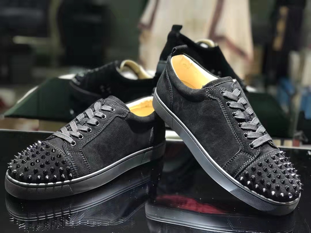 Christian Louboutin Louis Junior Spikes Sneakers Suede calf and spikes Black