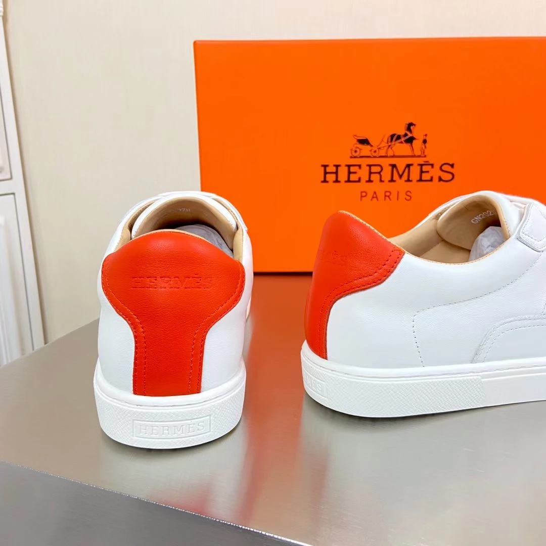 Hermes Men’s Quicker Sneakers In White Calfskin – HM057