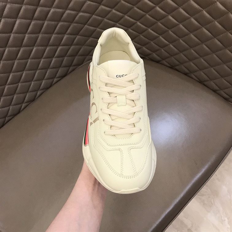 GUCCI WOMEN’S RHYTON GUCCI LOGO LEATHER SNEAKER – GCC008