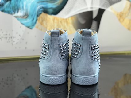 Christian Louboutin Blue Suede Louis Spikes High Top Blue