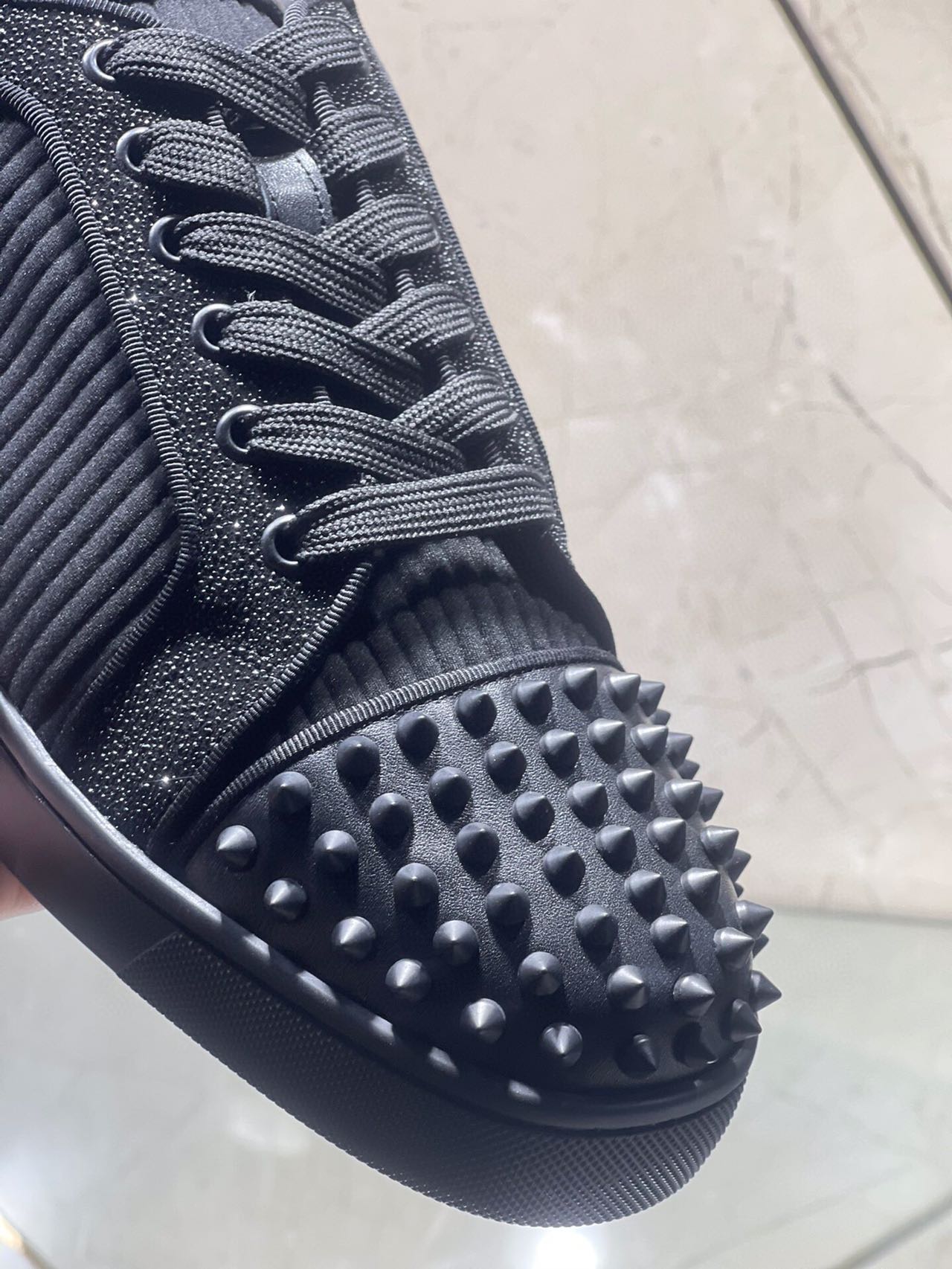 Christian Louboutin Junior Spikes Cotton Sneaker