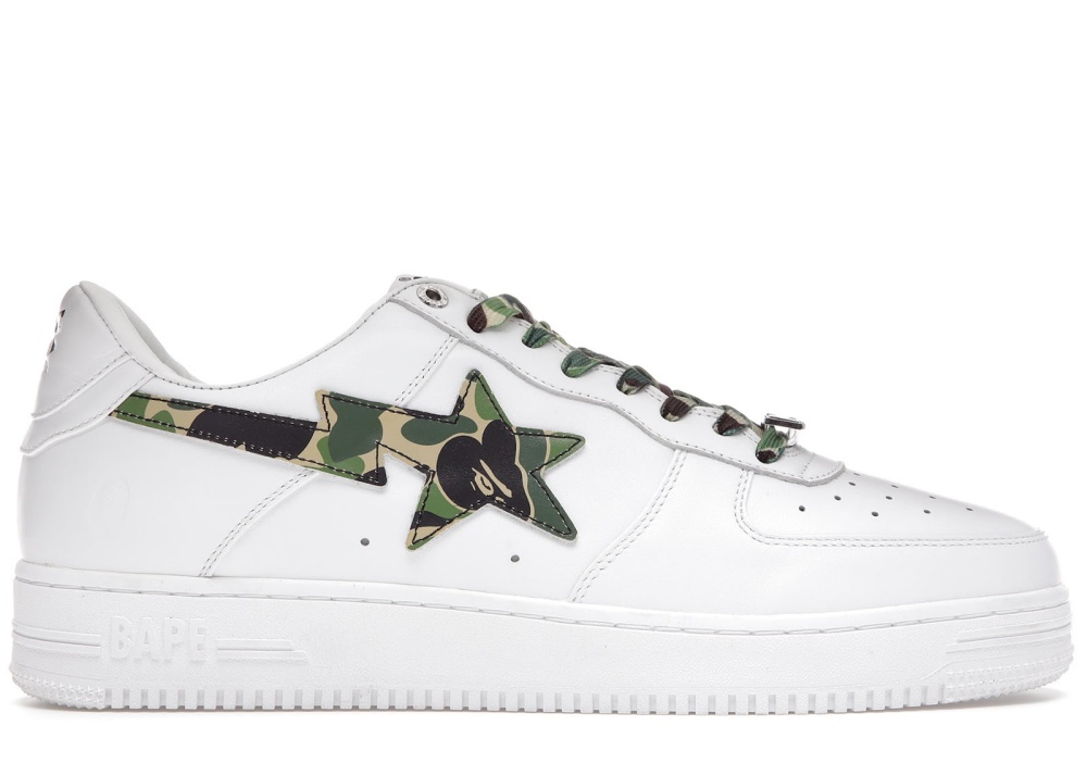 A Bathing Ape Bape STA Low White ABC Camo Green