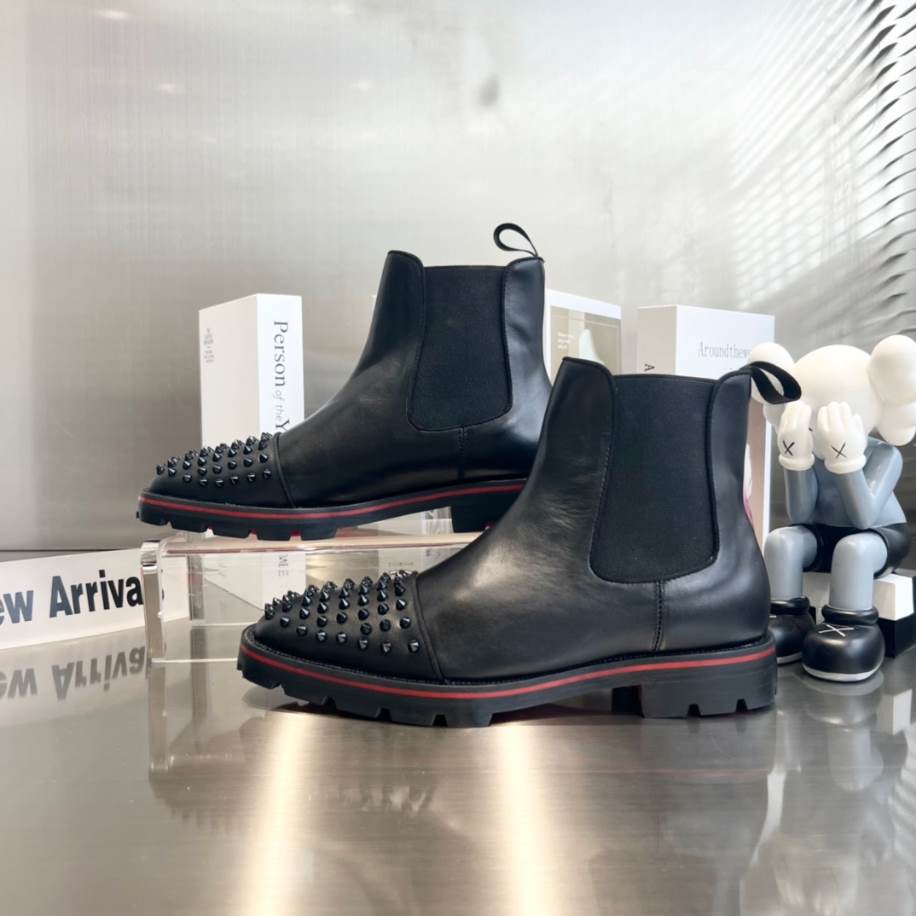 Christian Louboutin Black Leather Ankle Boots Sneaker – CLS057