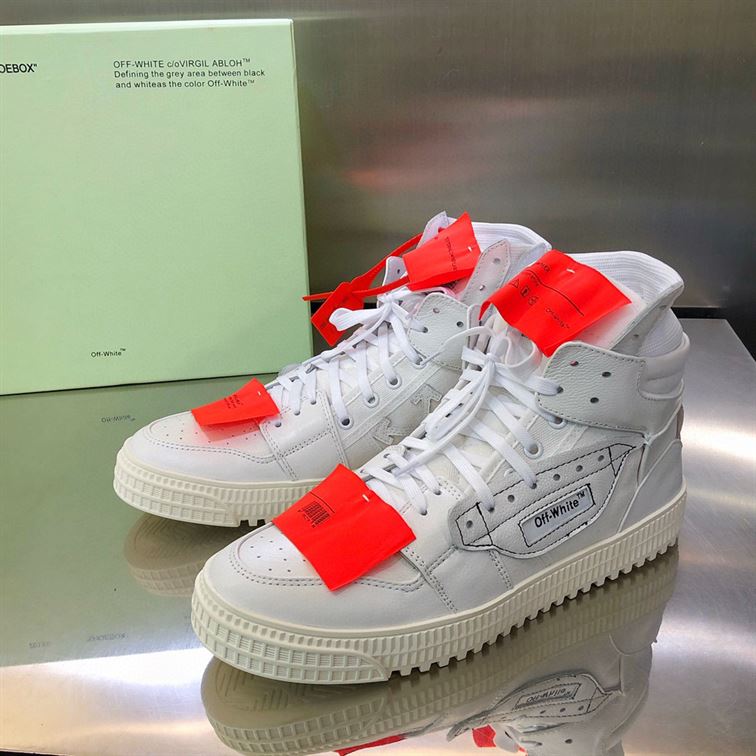 OFF-WHITE 3.0 COURT LEATHER HIGH-TOP SNEAKERS – OFW009