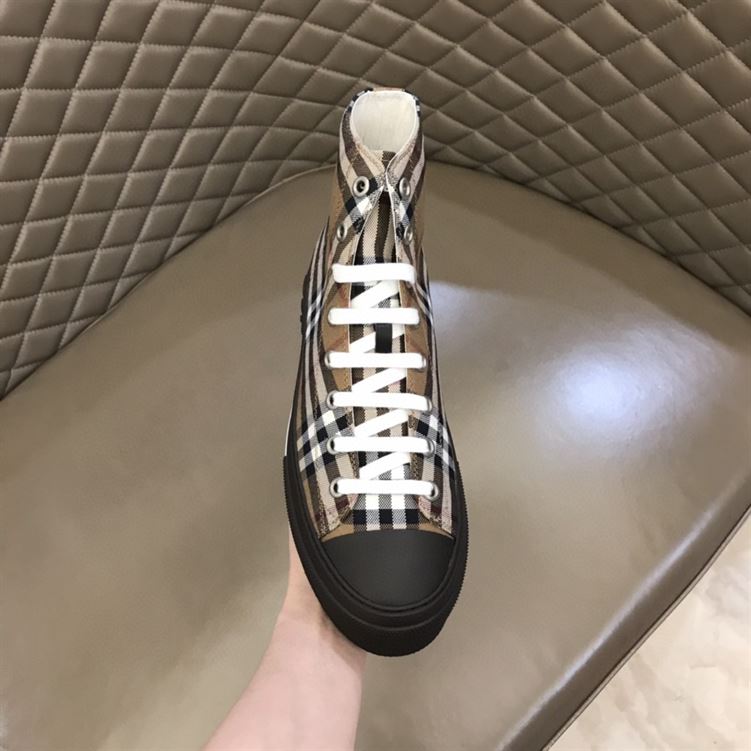 BURBERRY VINTAGE CHECK COTTON HIGH-TOP SNEAKERS – BBR027