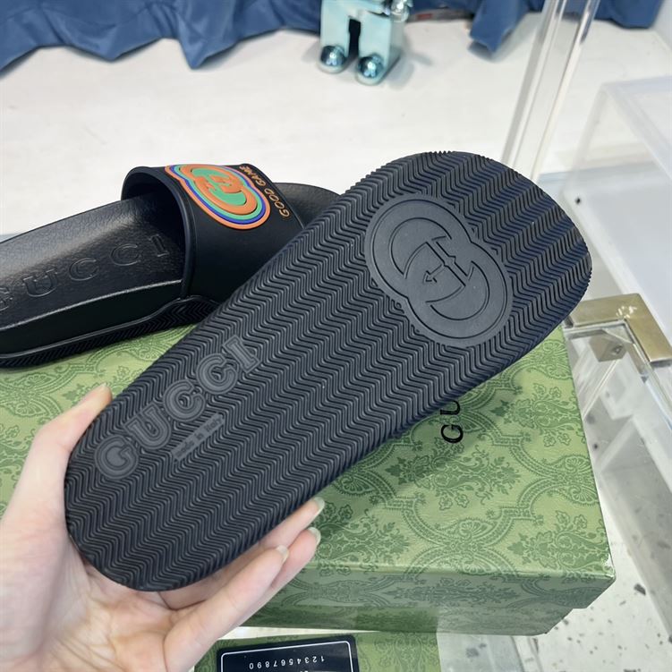 GUCCI SLIDE INTERLOCKING G LEATHER BLACK FOR MEN – GSL008