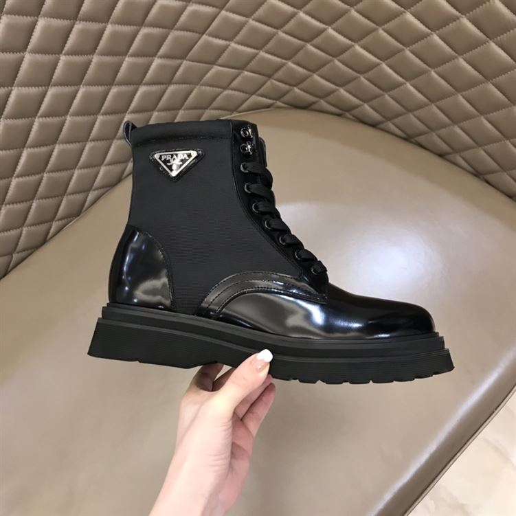 PRADA BRUSHED LEATHER AND NYLON BOOTS – PRS035