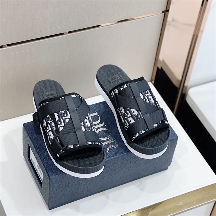 DIOR ALPHA SANDAL BEIGE AND BLACK DIOR OBLIQUE JACQUARD – DS005