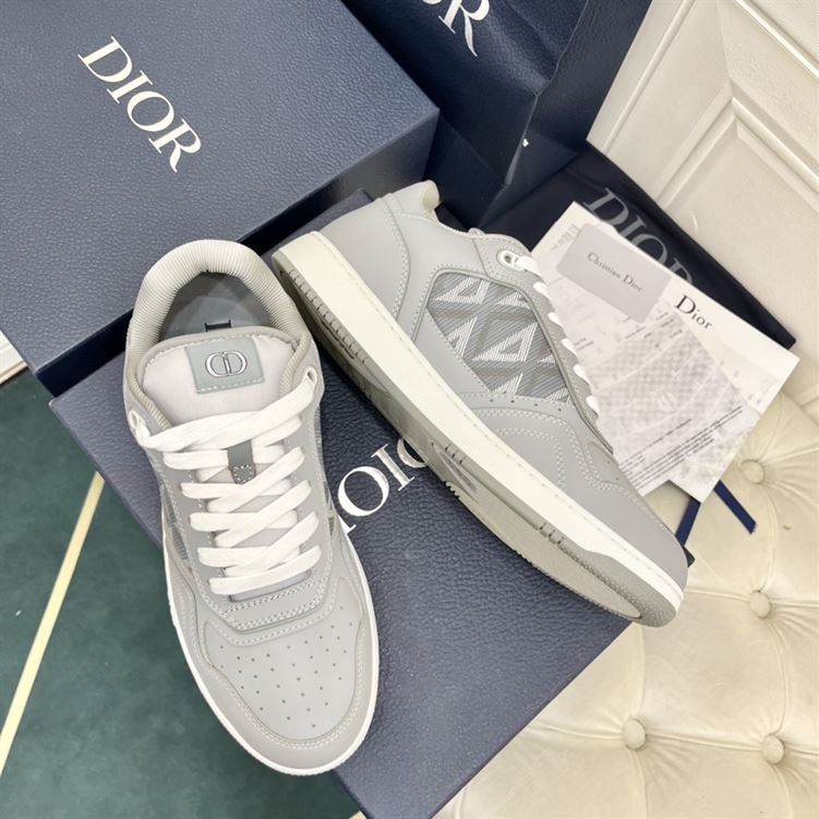 DIOR B27 LOW-TOP SNEAKER GRAY SMOOTH CALFSKIN AND CD DIAMOND CANVAS – DO139