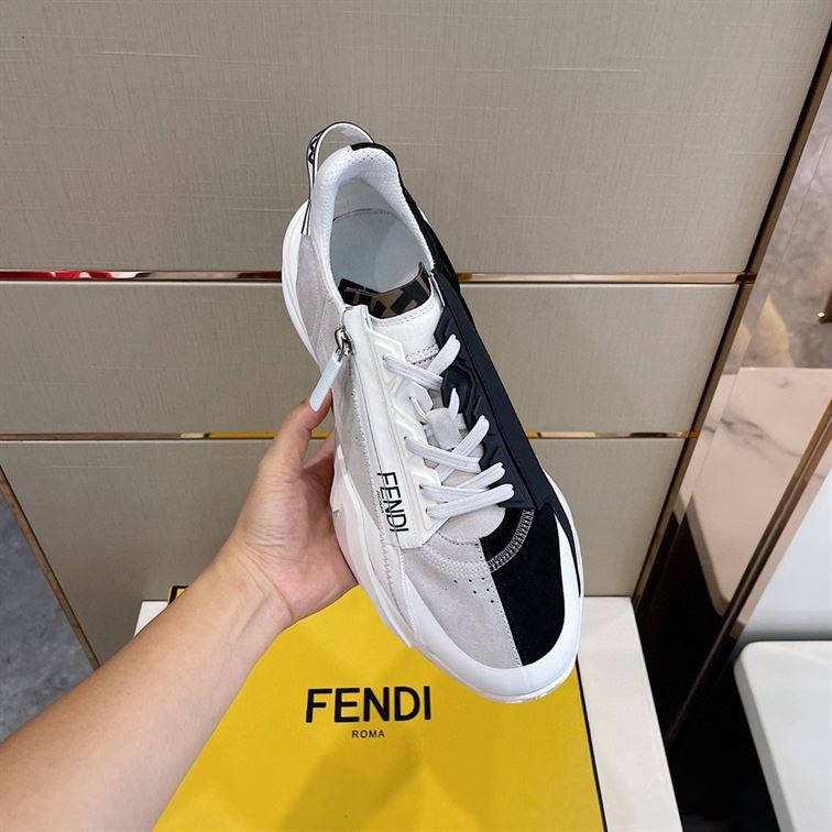 FENDI FLOW BICOLOR SUEDE LOW-TOP SNEAKERS – FDS006