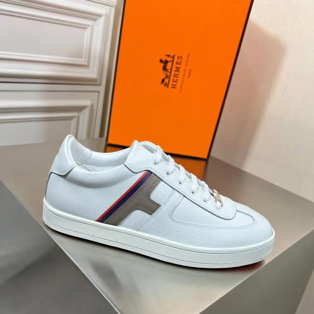 Hermes Boomerang Sneakers In Multicolore White Leather – HM032