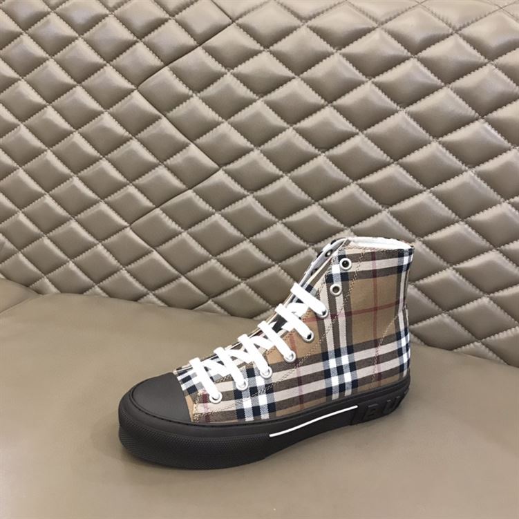BURBERRY VINTAGE CHECK COTTON HIGH-TOP SNEAKERS – BBR027