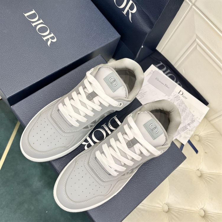 DIOR B27 LOW-TOP SNEAKER GRAY SMOOTH CALFSKIN AND CD DIAMOND CANVAS – DO139