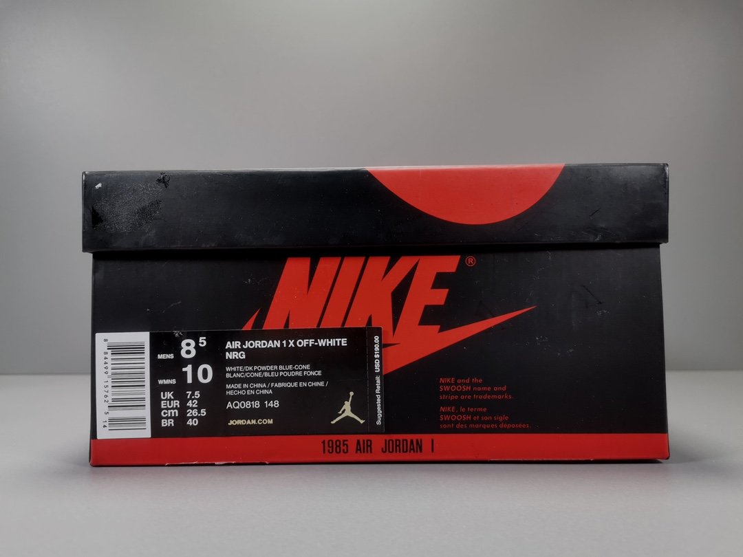 Air Jordan 1 Retro High Off-White University Blue Extended Size