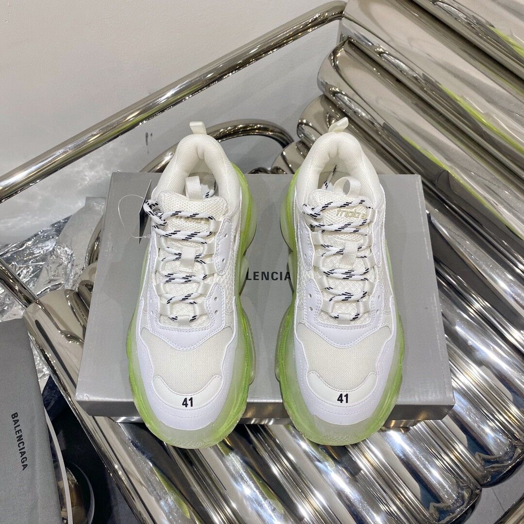 BALENCIAGA TRIPLE S WHITE GREEN CLEAR SOLE – BLA013