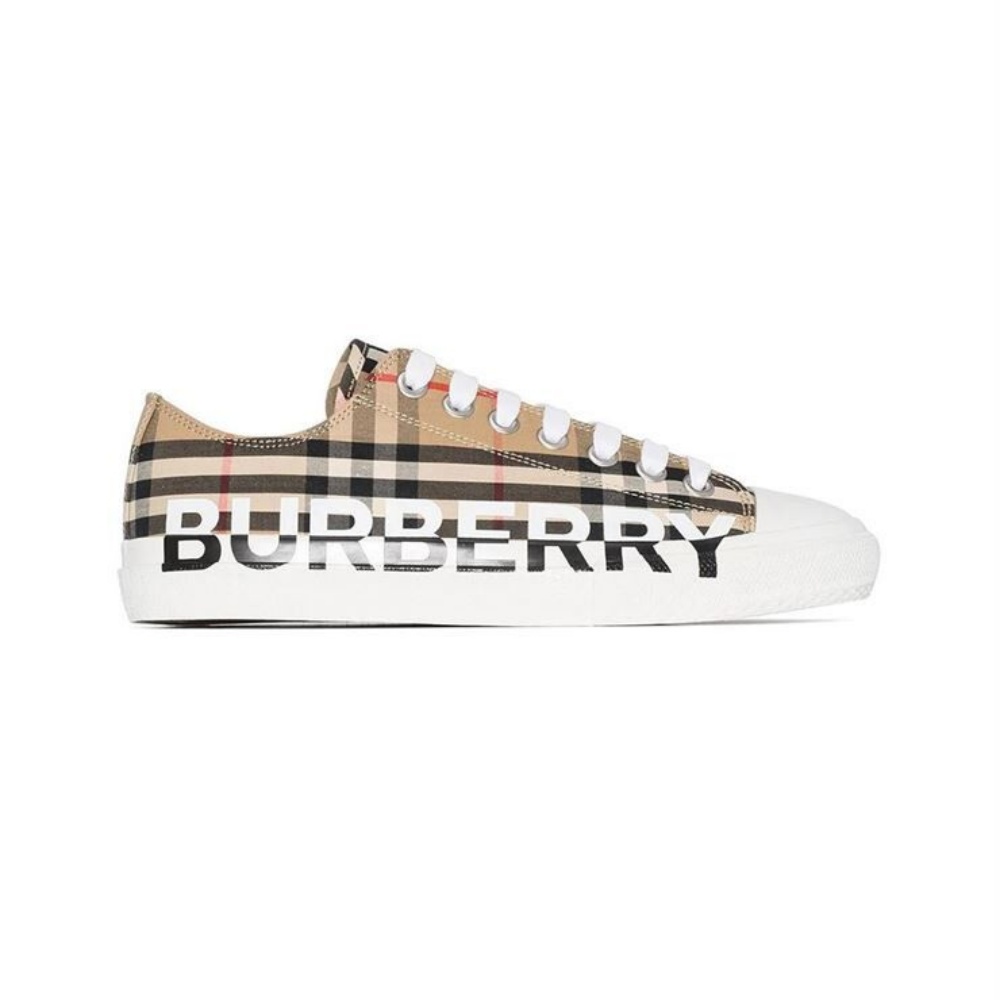 BURBERRY LOGO PRINT VINTAGE CHECK COTTON SNEAKERS IN ARCHIVE BEIGE – BBR023