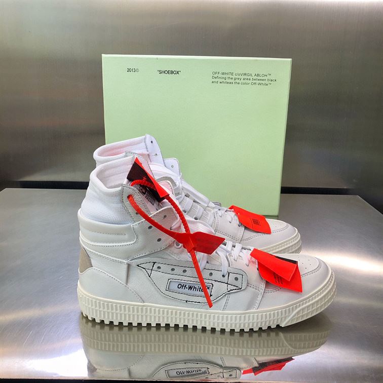 OFF-WHITE 3.0 COURT LEATHER HIGH-TOP SNEAKERS – OFW009