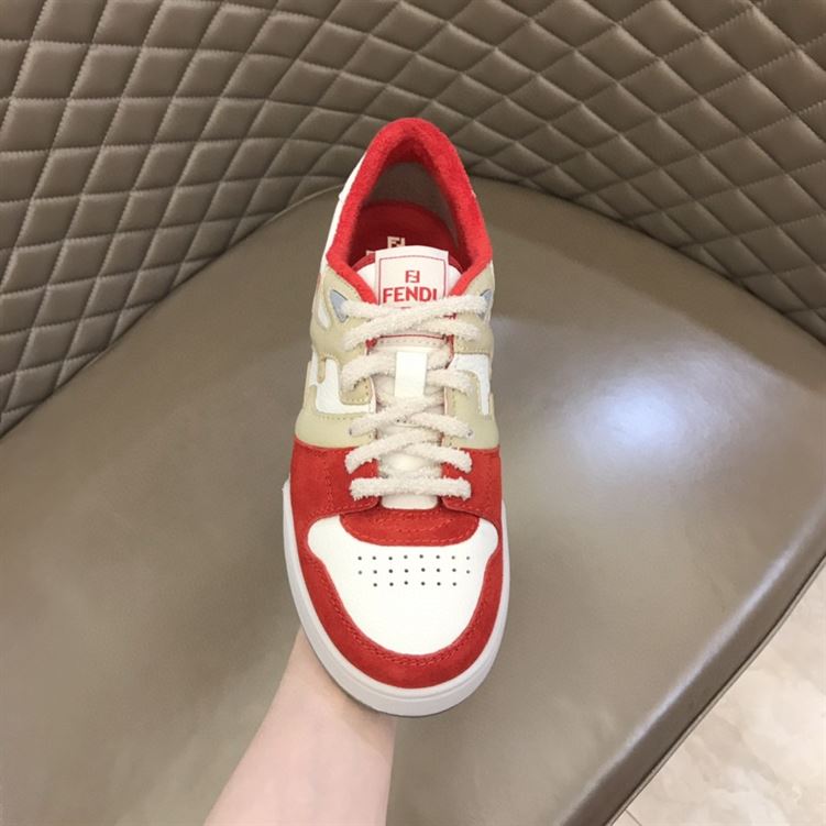 FENDI MATCH RED LEATHER LOW-TOPS SNEAKERS – FDS001