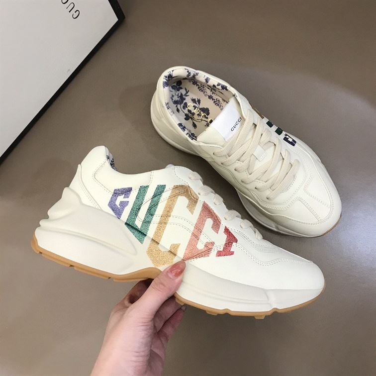 GUCCI IVORY RHYTON RAINBOW GLITTER SNEAKERS – GCC013