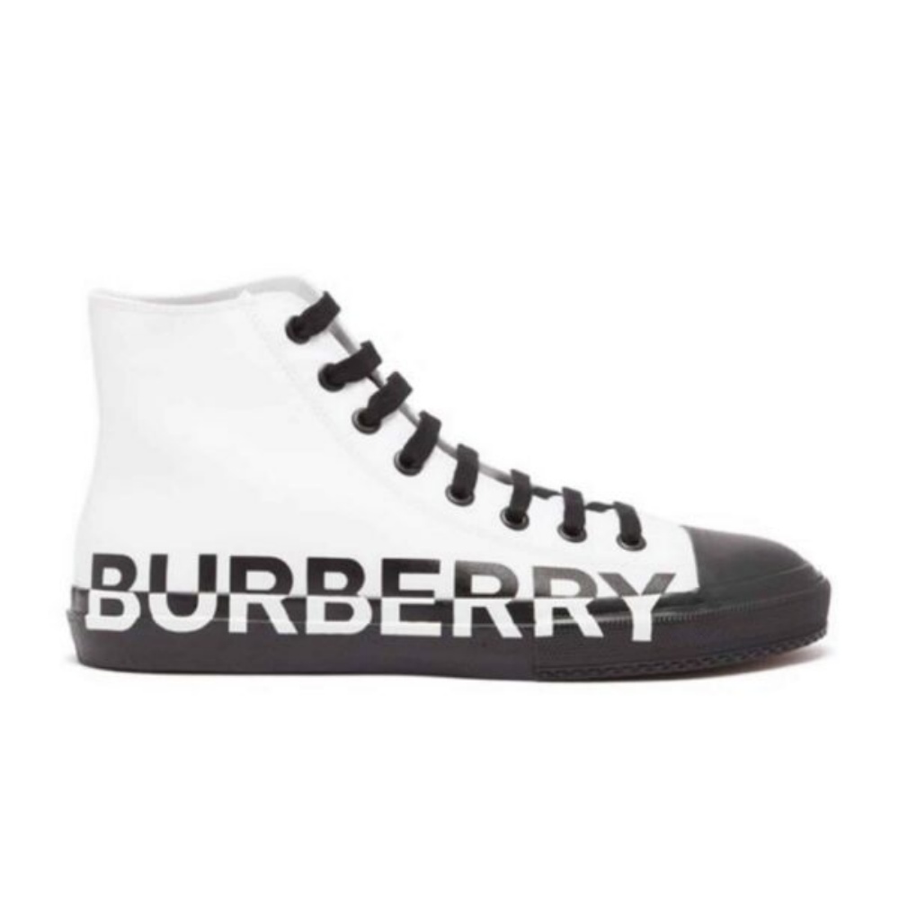 BURBERRY LOGO PRINT GABARDINE HIGH-TOP SNEAKERS – BBR029