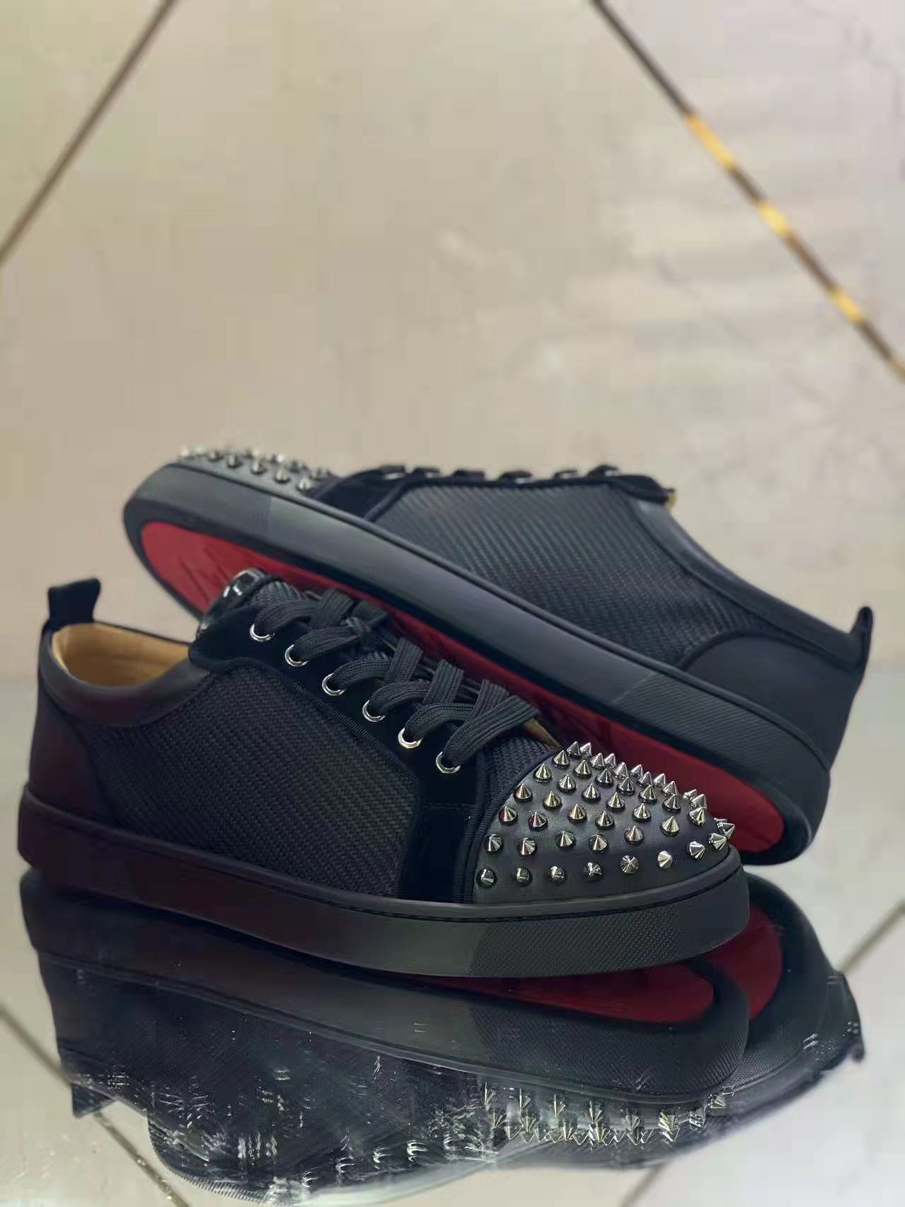 Christian Louboutin Louis Junior Spikes Orlato Flat “Black”
