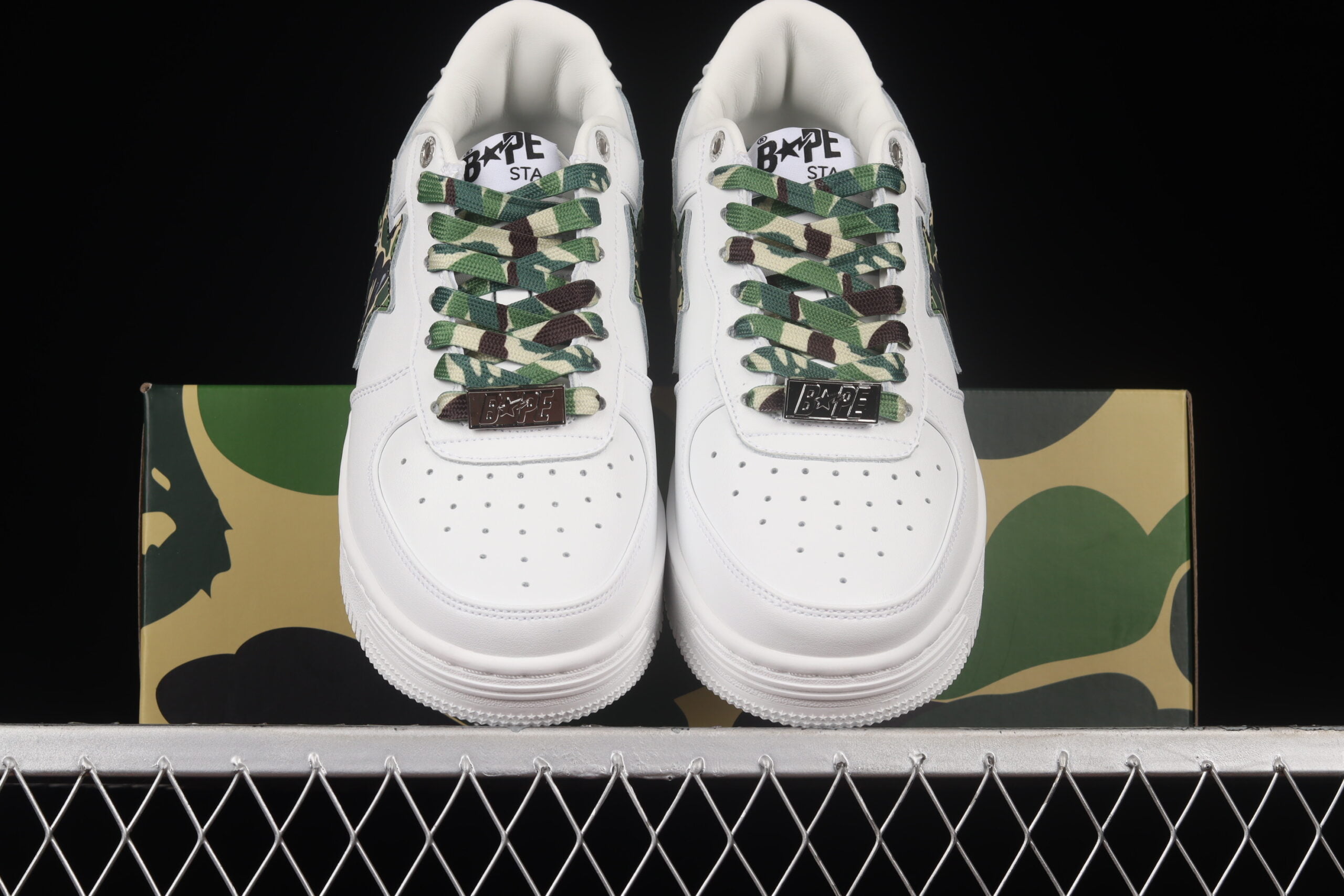 A Bathing Ape Bape STA Low White ABC Camo Green