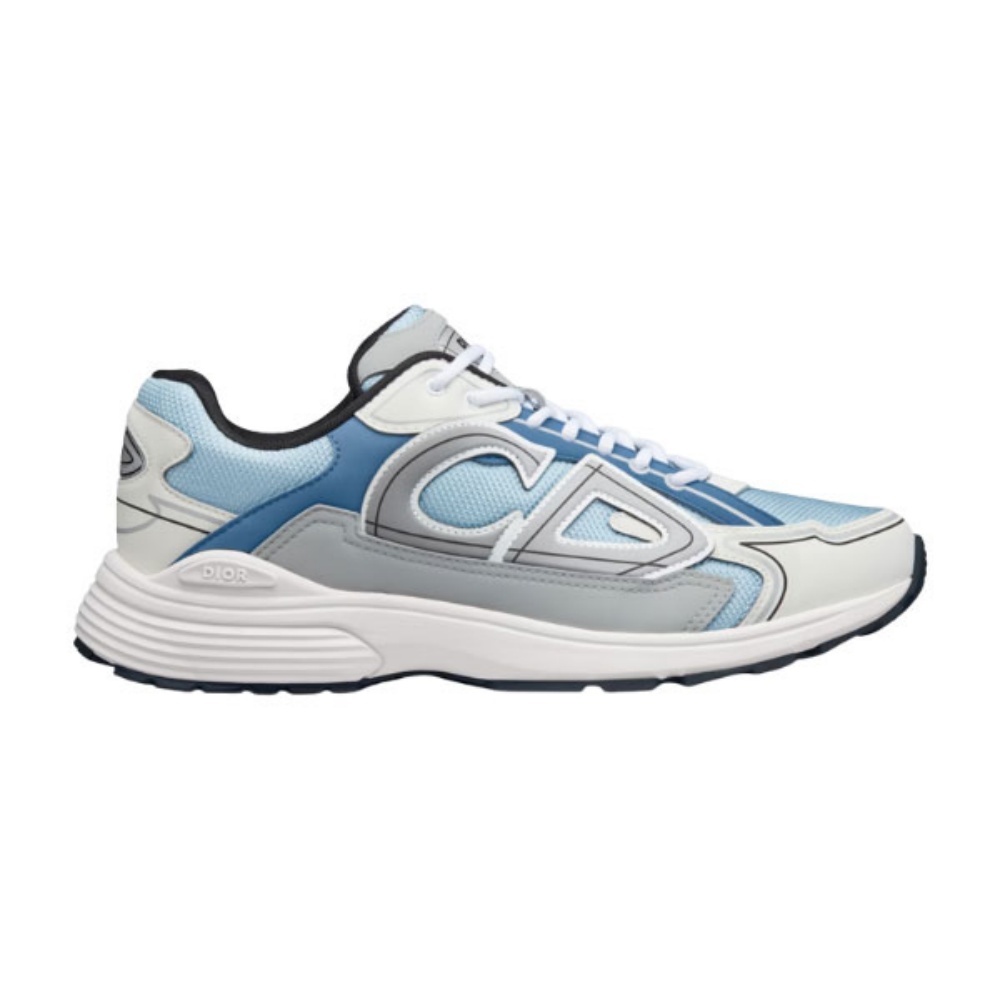 DIOR B30 SNEAKER LIGHT BLUE MESH AND BLUE GRAY AND WHITE TECHNICAL FABRIC – DO110