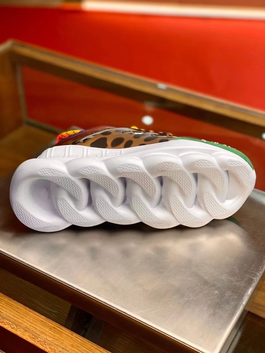 VERSACE WOMEN’S MULTICOLOUR CHAIN REACTION SNEAKERS WITH LEOPARD PRINT – VSS028