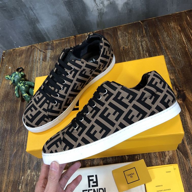 FENDI SNEAKERS BROWN FABRIC LOW-TOPS – FDS007