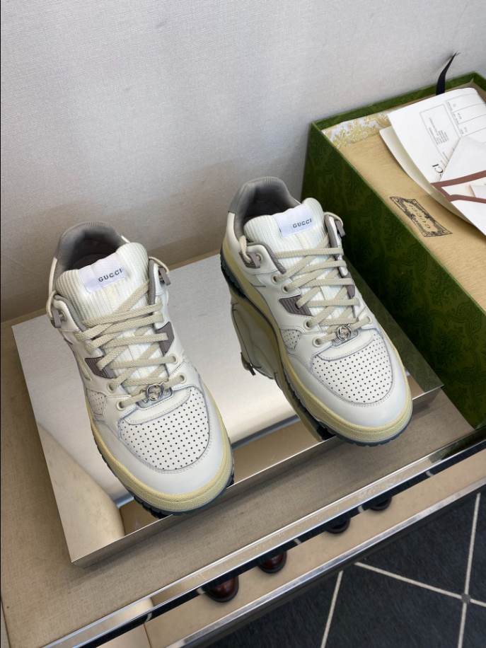 Gucci White Grey Yellow Distressed Effect Sneakers – GCC203