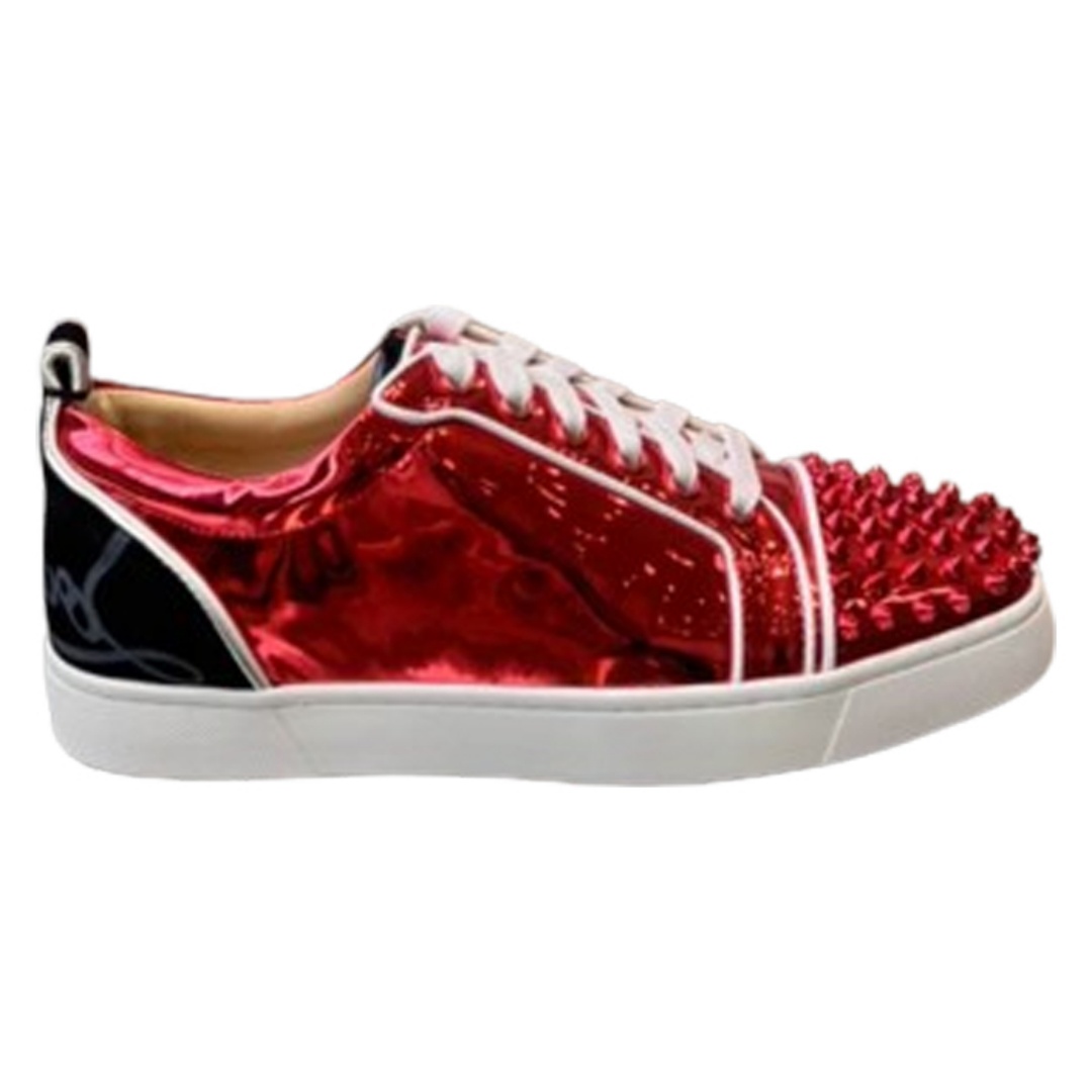Christian Louboutin Fun Louis Junior Spikes Red Patent Leather Sneaker – CLS041