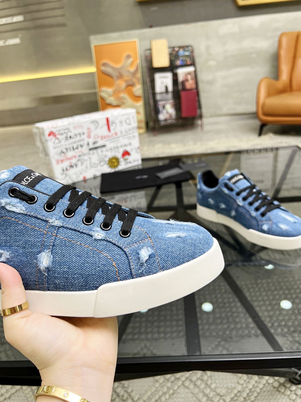 DOLCE & GABBANA DENIM PATCHWORK SNEAKERS – DG024