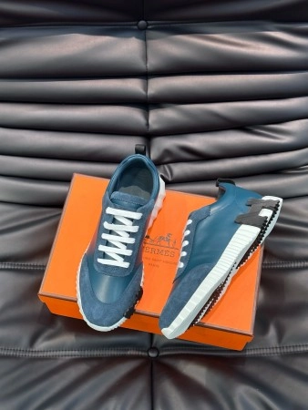 Hermes Men’s Bouncing Sneakers in Blue Leather – HM008