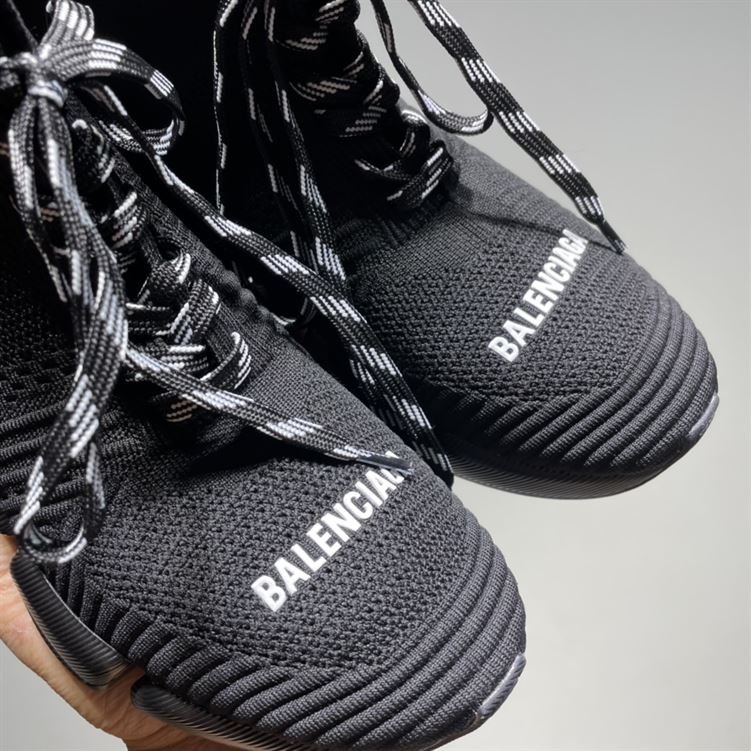 BALENCIAGA MEN’S SPEED 2.0 LACE-UP RECYCLED KNIT SNEAKER IN BLACK – BLA031