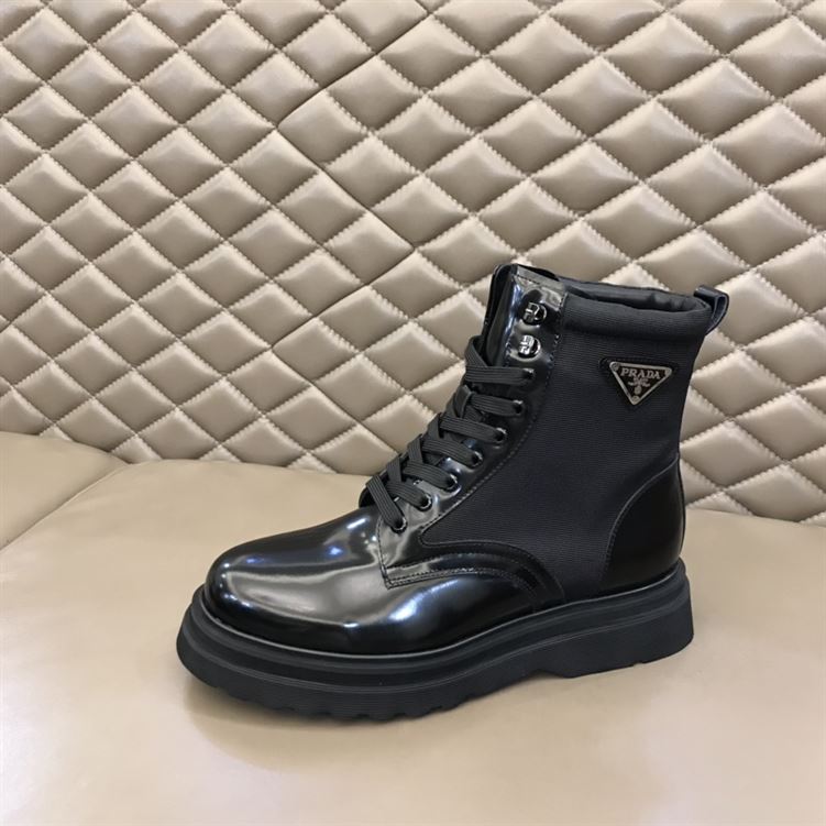 PRADA BRUSHED LEATHER AND NYLON BOOTS – PRS035