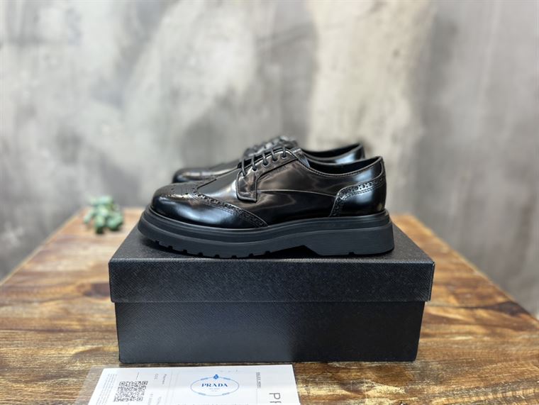 PRADA BRUSHED LEATHER DERBY BROGUE SHOES SHOES – PRS033