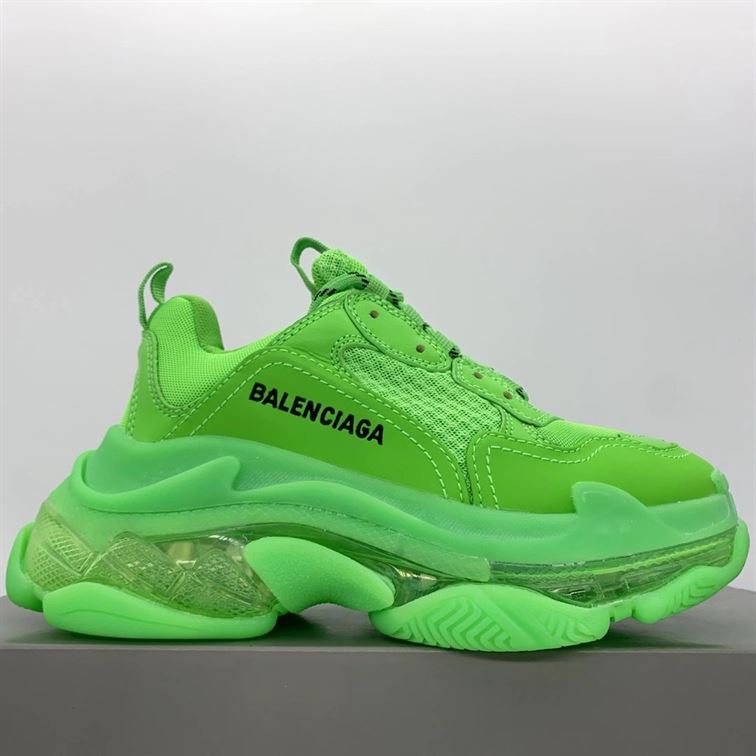 BALENCIAGA TRIPLE S CLEAR SOLE IN NEON GREEN – BLA019