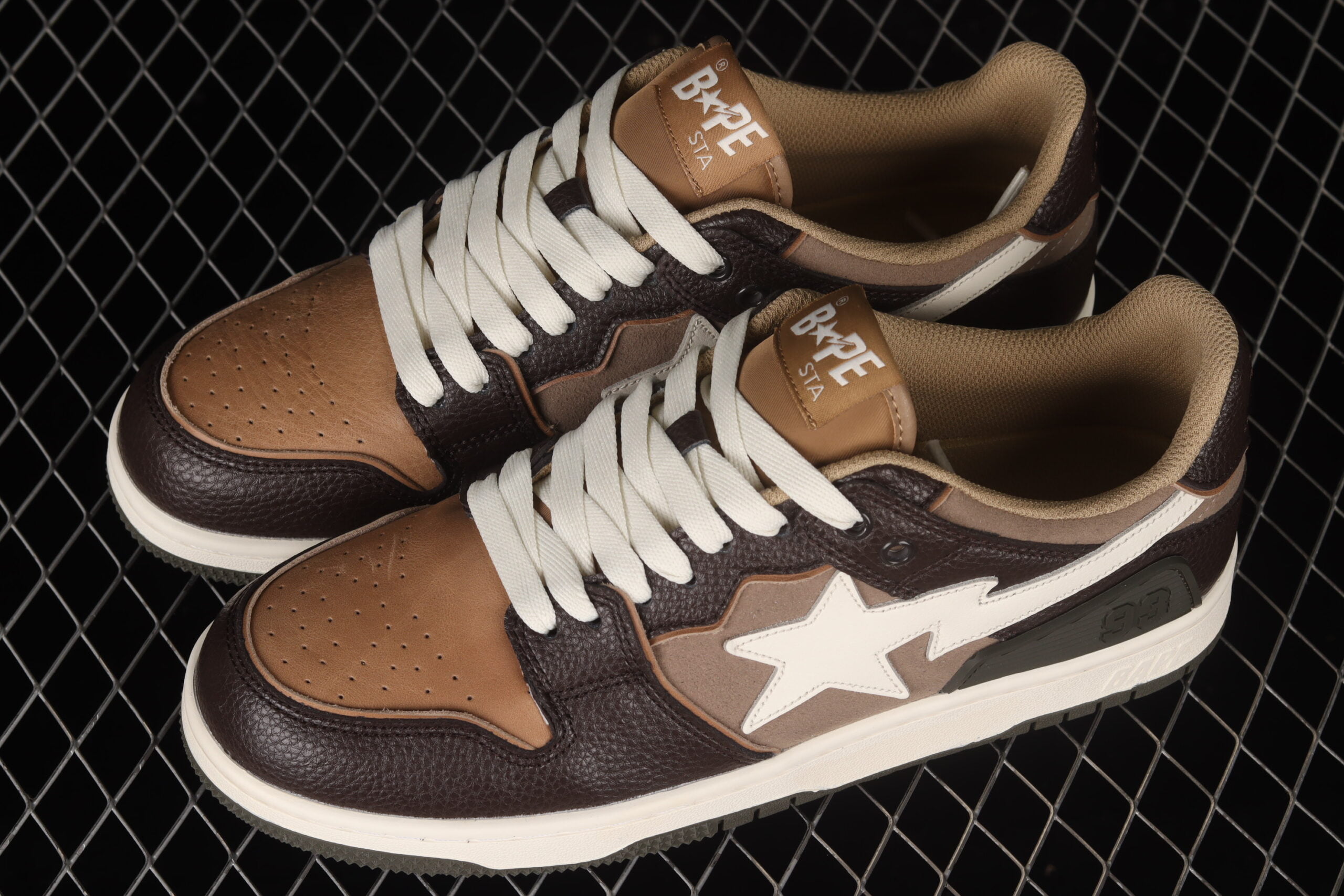 A Bathing Ape Bape SK8 STA Brown Ivory