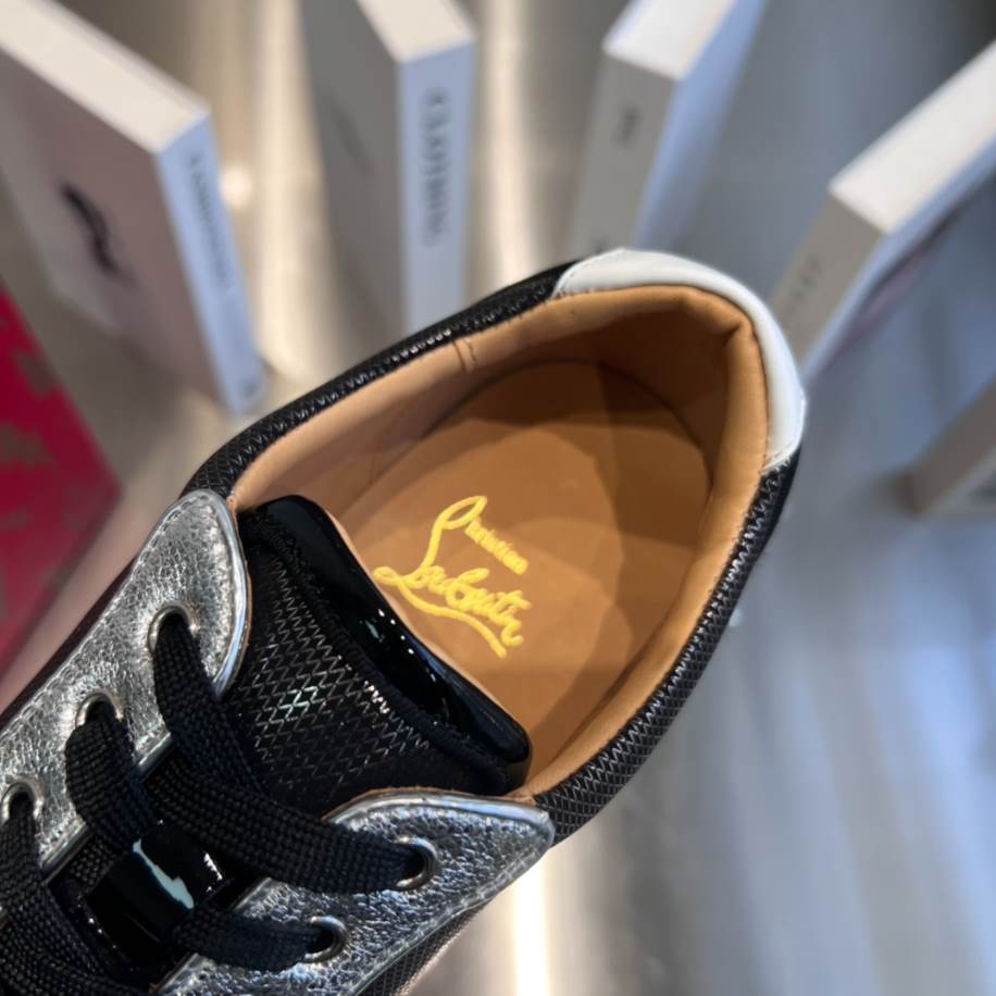 Christian Louboutin Low Top Black Silver Sneaker – CLS049