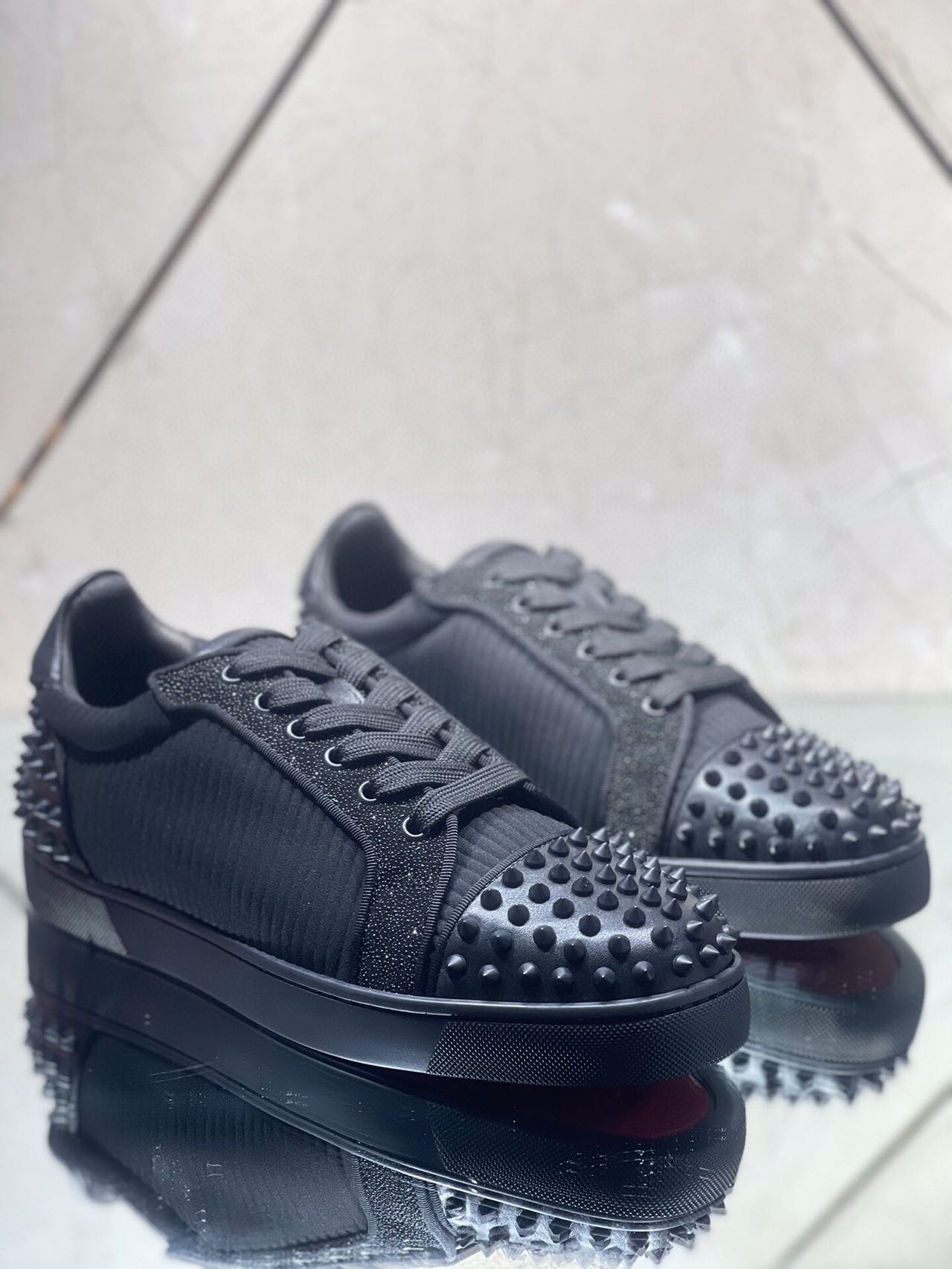 Christian Louboutin Junior Spikes Cotton Sneaker