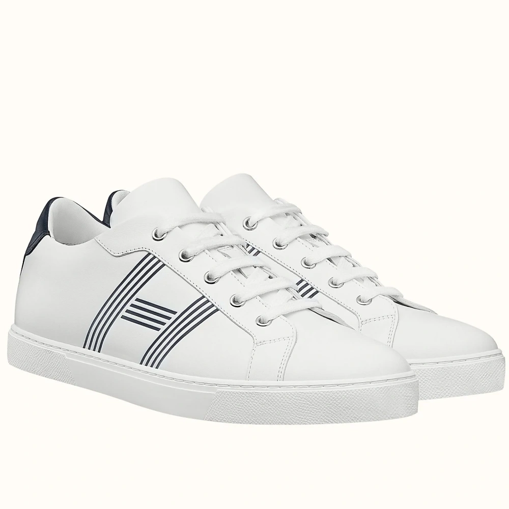 Hermes Men’s Avantage Sneakers In White/Blue Calfskin – HM060